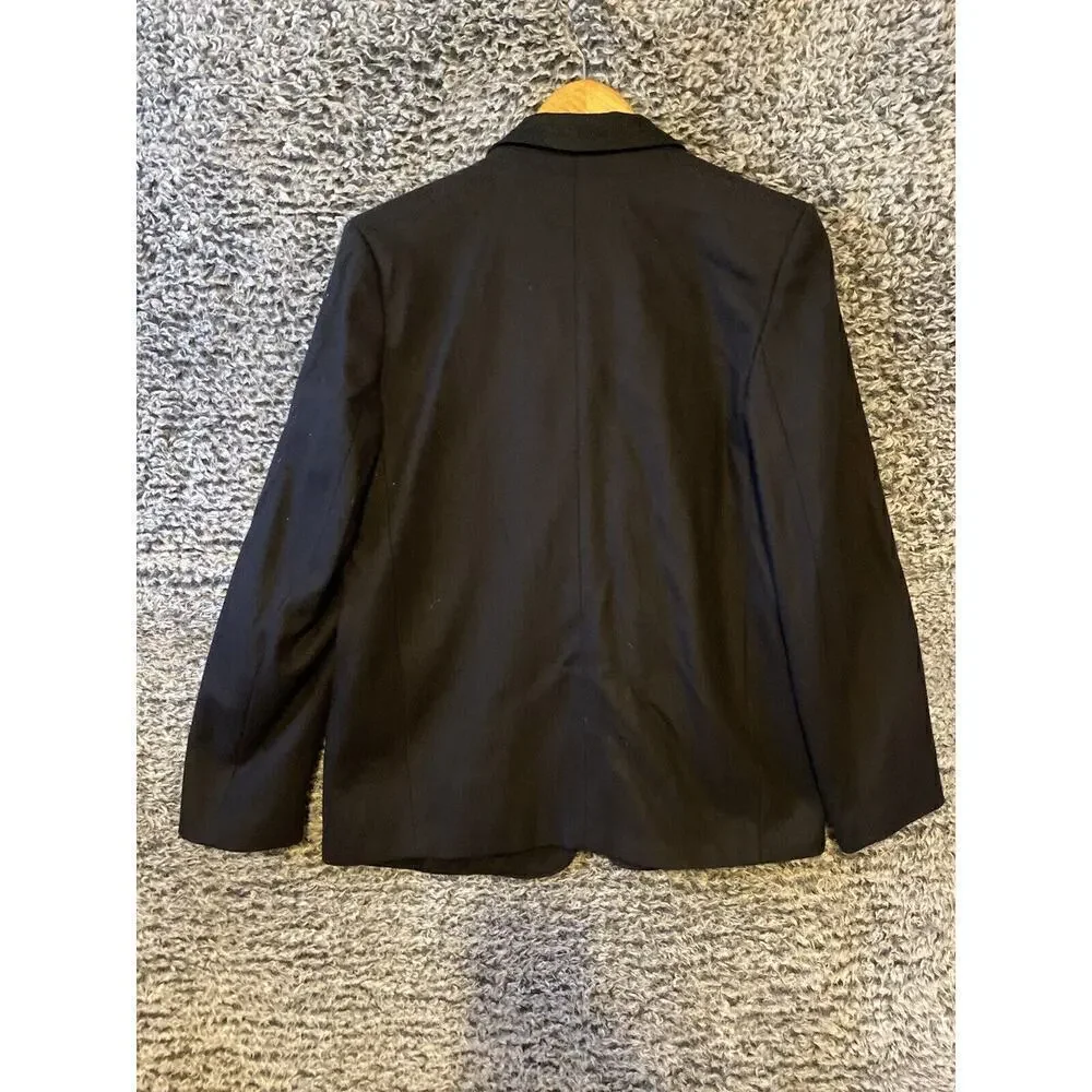 Alfred Dunner 100% Wool Black 1-Button Blazer Style Pea Coat Women's